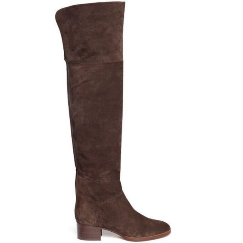 Chloe Sonia Chocolate Suede OTK Boots, 38